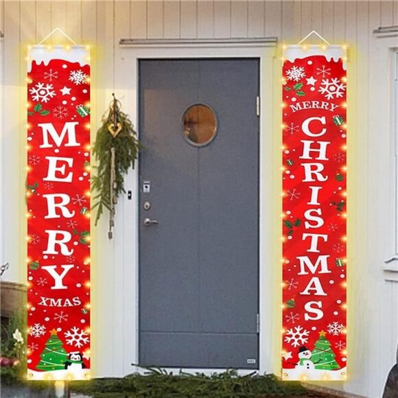 Christmas Decorations Banner with Lights